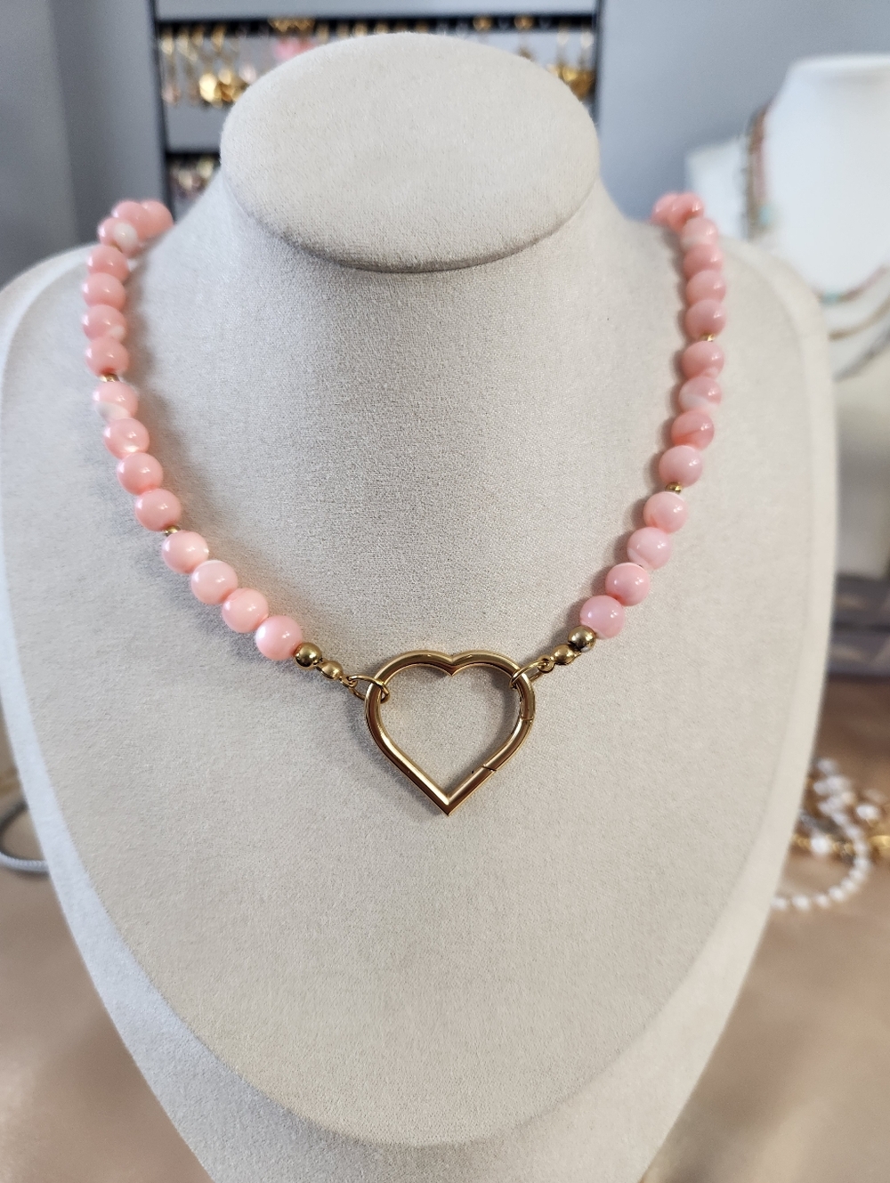 Pink Mother Of Pearl Beaded Necklace